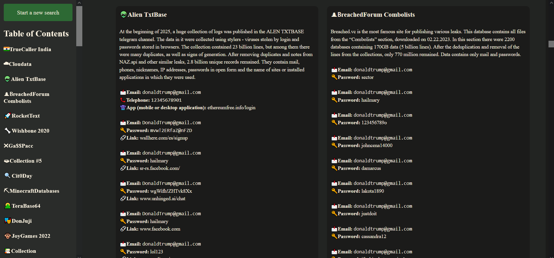 Search result screenshot